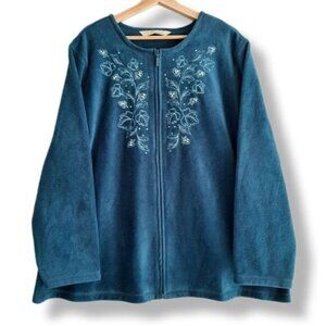 PENMANS Floral Embroidery Full-Zip Fleece Jacket Sz 3X